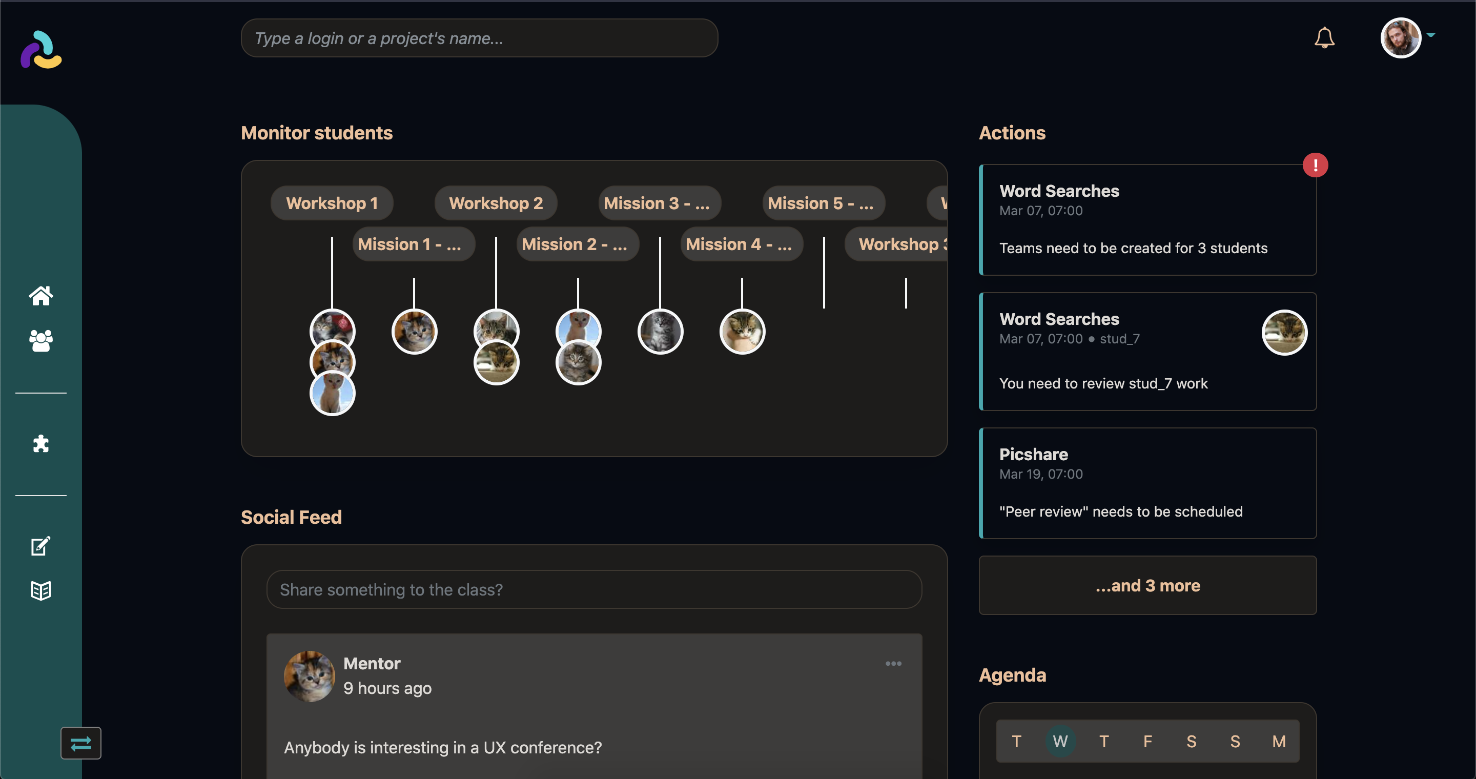 LMS with dark mode enabled